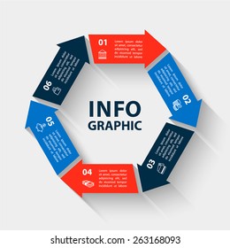 Vector circle abstract arrows infographic. Template for diagram, graph, presentation and chart. Business concept with 6 options, parts, steps or processes.