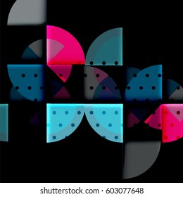 Vector circle abstract background with light and shadow effects, dotted