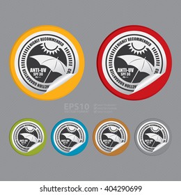 Vector : Circle Anti-UV SPF 30 Highly Recommended Customer Satisfaction Guaranteed Product Label, Campaign Promotion Infographics Flat Icon, Peeling Sticker, Sign 