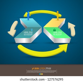 Vector circle arrow around arrow head / loop business report or plan / modern template / education template / business brochure