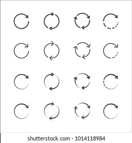 Vector Circle Arrow Icons Grey On White Background