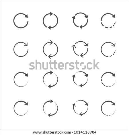 Vector circle arrow icons grey on white background