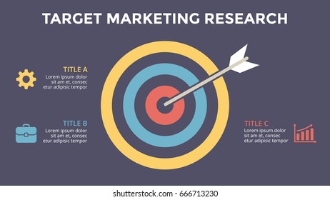 Vector circle arrow infographic, cycle diagram, graph, presentation chart. Target hit marketing research. Business concept with 3 options, parts, steps, processes. 16x9 slide template.