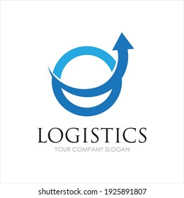 Plantilla de logotipo de flecha de círculo vectorial para la compañía de logística y entrega.