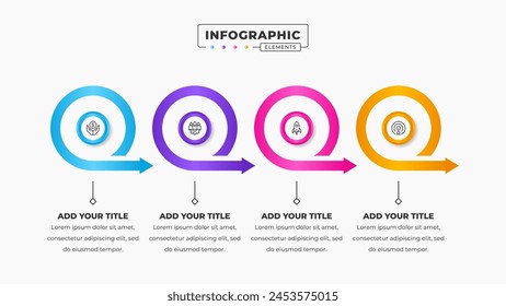 Vector circle arrow process infographic presentation design template with 4 steps