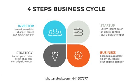 Vector circle arrows flower infographic, cycle diagram, graph, presentation chart. Business concept with 4 options, parts, steps, processes. 16x9 slide template.