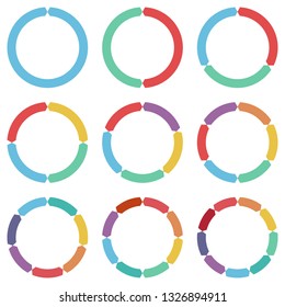 Vector circle arrows for infographic. Business concept with 1, 2, 3, 4, 5, 6, 7, 8, 9 options, parts, steps or processes