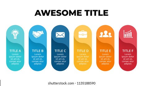 Vector circle arrows infographic, cycle diagram, labels graph, stickers presentation chart. Business concept with 6 options, parts, steps, processes. Slide template.