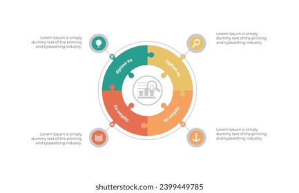 Vector circle arrows infographic, cycle diagram, puzzle jigsaw graph, presentation chart. Business infographics concept with 4 options, parts, steps, processes.