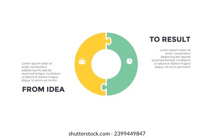 Infografía de flechas de círculo vectorial, diagrama de ciclo, gráfico de rompecabezas de rompecabezas, gráfico de presentación. Concepto de infografía empresarial con 2 opciones, partes, pasos, procesos.