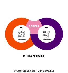 Infografía de flechas circulares de Vector, diagrama de ciclo, gráfico de presentación. Concepto de negocio con 2 opciones, partes, pasos, procesos. Vector Eps