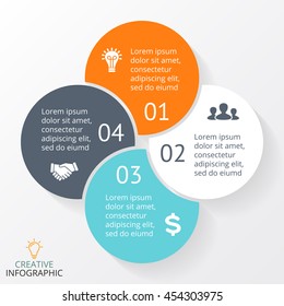 Vector circle arrows infographic, cycle diagram, data graph, presentation chart. Business startup concept with 4 options, parts, steps, processes. Template with round swirl color flower.