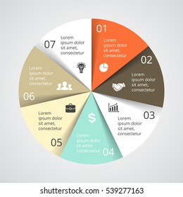 Vector circle arrows infographic, cycle diagram, graph, presentation pie chart. Business concept with 7 options, parts, steps, processes.