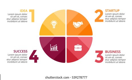 Vector circle arrows infographic, cycle diagram, graph, pie chart. Business concept with 4 options, parts, steps, processes. 16:9. Ready for presentation slide.