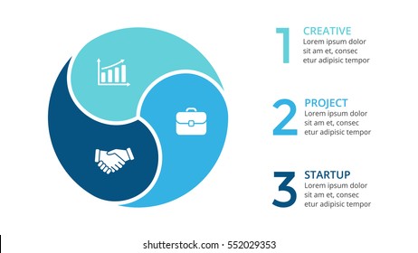 Vector Circle Arrows Infographic, Cycle Diagram, Graph, Presentation Chart. Business Concept With 3 Options, Parts, Steps, Processes. 16x9 Slide. Geometric Figure. Flat Minimal Logo