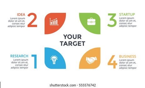 Vector circle arrows infographic, cycle diagram, graph, presentation chart. Business concept with 4 options, parts, steps, processes. 16x9 slide.