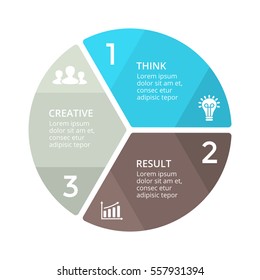 Vector circle arrows infographic, cycle diagram, triangle graph, presentation pie chart. Business concept with 3 options, parts, steps, processes. Infographics text icons data visualization template