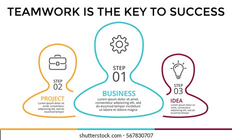Vector circle arrows infographic, cycle diagram, graph, presentation chart. Business infographics concept with 3 options, parts, steps, processes. Group of people. Three heads.