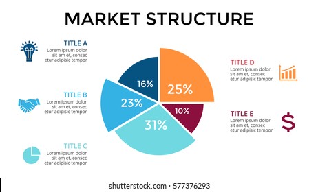 Vector circle arrows infographic, cycle diagram, graph, presentation chart. Business infographics concept with 5 options, parts, steps, processes. 16x9 slide template.