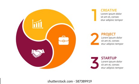 Vector circle arrows infographic, cycle diagram, graph, presentation chart. Business concept with 3 options, parts, steps, processes.