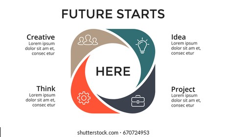 Vector circle arrows infographic, cycle diagram, graph, presentation chart. Business concept with 4 options, parts, steps, processes. Slide template.