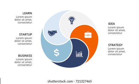 Vector circle arrows infographic, cycle diagram, geometric graph, presentation chart. Business infographics concept with 5 options, parts, steps, processes. 16x9 slide template.