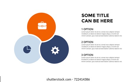 Vector circle arrows infographic, cycle diagram, geometric graph, presentation chart. Business infographics concept with 3 options, parts, steps, processes. 16x9 slide template.