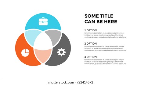 Vector circle arrows infographic, cycle diagram, geometric graph, presentation chart. Business infographics concept with 3 options, parts, steps, processes. 16x9 slide template.