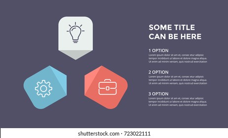 Vector circle arrows infographic, cycle diagram, graph, presentation chart. Business infographics concept with 3 options, parts, steps, processes. 16x9 dark slide template.