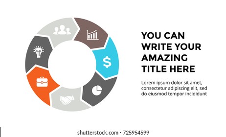 Vector circle arrows infographic, cycle diagram, graph, presentation chart. Business infographics concept with 7 options, parts, steps, processes.