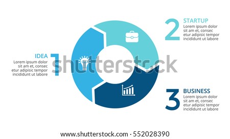 Vector circle arrows infographic, cycle diagram, graph, presentation chart. Business concept with 3 round options, circular parts, equal steps, processes. 16x9 slide. Creative infographics