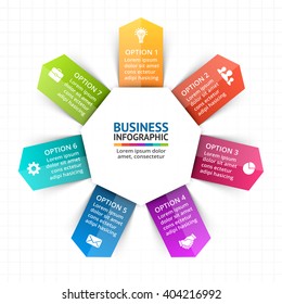 Vector circle arrows infographic, diagram, graph, presentation, chart. Business cycle concept with 7 options, parts, steps, processes. Infographics round data template.