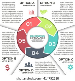 Vector circle arrows infographic, diagram, graph, presentation, chart. Business cycle concept with 5 options, parts, steps, processes. Info graphic data template.