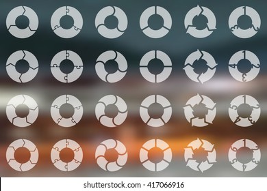 Vector circle arrows for infographic, diagram, graph, presentation, chart. Business cycle concept with 3, 4, 5, 6 options, parts, steps, processes. Blur background. Infographics data template.