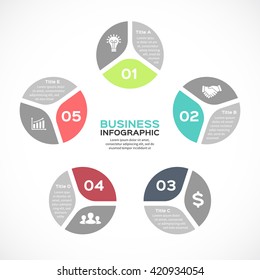 Vector circle arrows infographic, diagram, graph, presentation, chart. Business cycle concept with 5 options, parts, steps, processes. Info graphic data template.