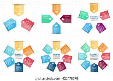 Vector circle arrows infographic, diagram, graph, presentation, chart. Business cycle concept with 3, 4, 5, 6, 7, 8 options, parts, steps, processes. Infographics data template. Target market.
