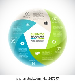 Vector circle arrows infographic, pentagon diagram, eco graph, nature presentation, home planet chart. Business cycle concept with 5 options, parts, steps, processes. Infographics data template.