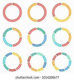 Vector circle arrows for infographic. Template for diagram, graph, presentation and chart. Business concept  with  1,2,3, 4, 5, 6, 7, 8,9  options, parts, steps or processes