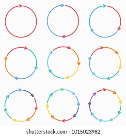 Vector circle arrows for infographic. Template for diagram, graph, presentation and chart. Business concept  with  1,2,3, 4, 5, 6, 7, 8,9  options, parts, steps or processes