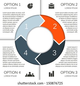 Vector circle arrows for infographic. Template for diagram, graph, presentation and chart. Business concept with four options, parts, steps or processes. Abstract background.