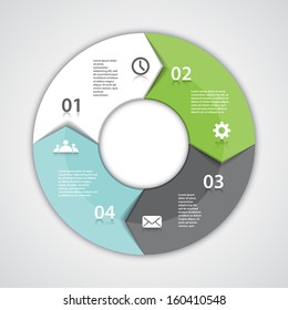 Vector circle arrows for infographic. Template for diagram, graph, presentation and chart. Business concept with four options, parts, steps or processes. Abstract background.