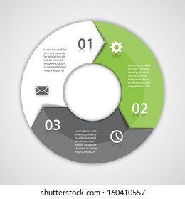 Vector circle arrows for infographic. Template for diagram, graph, presentation and chart. Business concept with three options, parts, steps or processes. Abstract background.