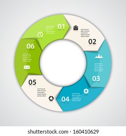 Vector Circle Arrows For Infographic. Template For Diagram, Graph, Presentation And Chart. Business Concept With Six Options, Parts, Steps Or Processes. Abstract Background.