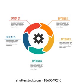 Vector circle arrows for infographic. Template for diagram, graph, presentation and chart. Business concept with 5 options, parts, steps or processes