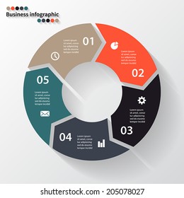 Vector circle arrows for infographic. Template for diagram, graph, presentation and chart. Business concept with five options, parts, steps or processes. Abstract background.