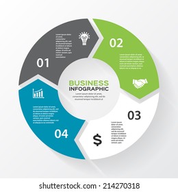 Vector circle arrows for infographic. Template for diagram, graph, presentation and chart. Business concept with 4 options, parts, steps or processes. Abstract background.