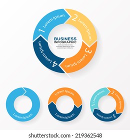 Vector circle arrows infographic. Template for diagram, graph, presentation and chart. Business concept with 1, 2, 3, 4 options, parts, steps or processes. Abstract background.