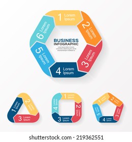 Vector circle arrows infographic. Template for diagram, graph, presentation and chart. Business concept with 3, 4, 5, 6 options, parts, steps or processes. Abstract background.