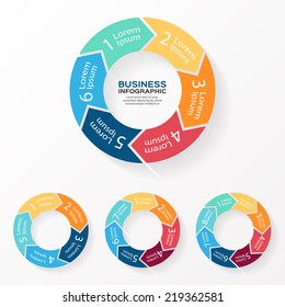 Vector circle arrows infographic. Template for diagram, graph, presentation and chart. Business concept with 5, 6, 7, 8 options, parts, steps or processes. Abstract background.