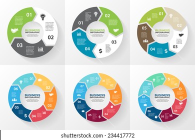 Vector circle arrows for infographic. Template for cycling diagram, graph, presentation and round chart. Business concept with 3, 4, 5, 6, 7, 8 options, parts, steps or processes. Abstract background. - Shutterstock ID 234417772